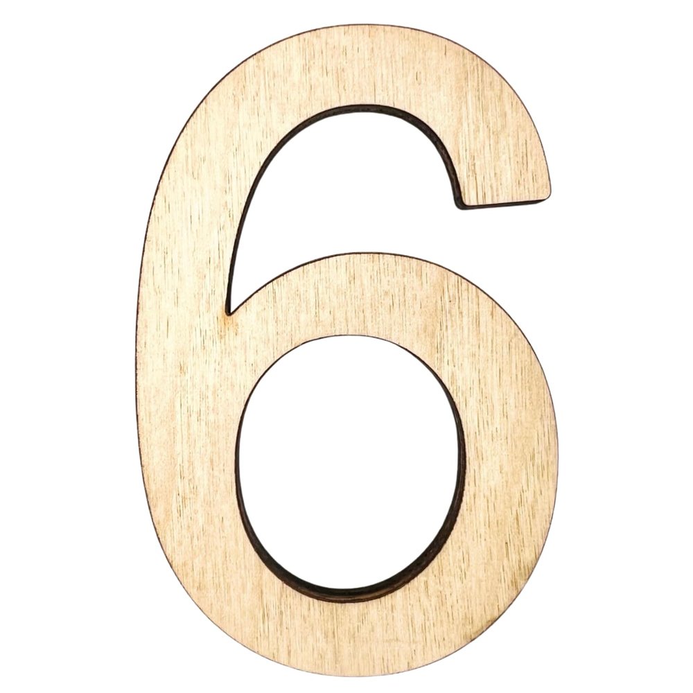 Krafty Supply (Arial) Numbers, Unfinished Wooden Numbers, Sturdy and Durable, Paintable Birch Craft Alphabet (16in Tall, 1-4in Thick, Number 6)
