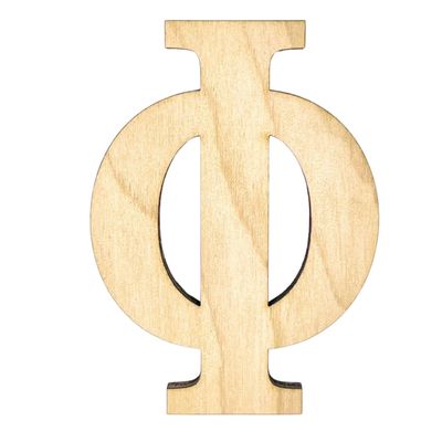 Krafty Supply (Greek) Letters, Unfinished Wooden Letters, Sturdy and Durable, Paintable Birch Craft Alphabet (14in Tall, 1-4in Thick, Phi )