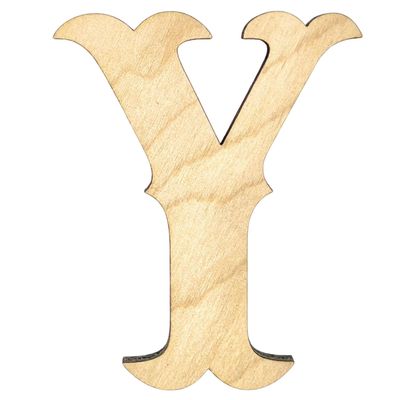 Krafty Supply (Railway) Letters, Unfinished Wooden Letters, Sturdy and Durable, Paintable Birch Craft Alphabet (14in Tall, 1-4in Thick,Letter Y)