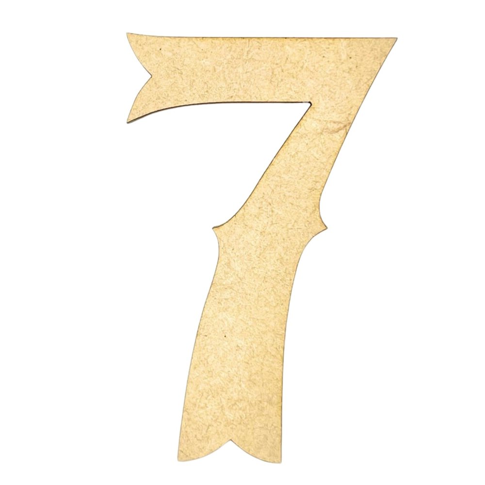 Krafty Supply (Railway) Numbers, Unfinished Wooden Numbers, Sturdy and Durable, Paintable MDF Craft Alphabet (16in Tall, 1-8in Thick, Number 7)