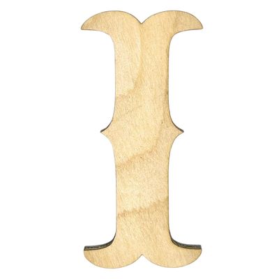 Krafty Supply (Railway) Letters, Unfinished Wooden Letters, Sturdy and Durable, Paintable Birch Craft Alphabet (14in Tall, 1-4in Thick,Letter I)