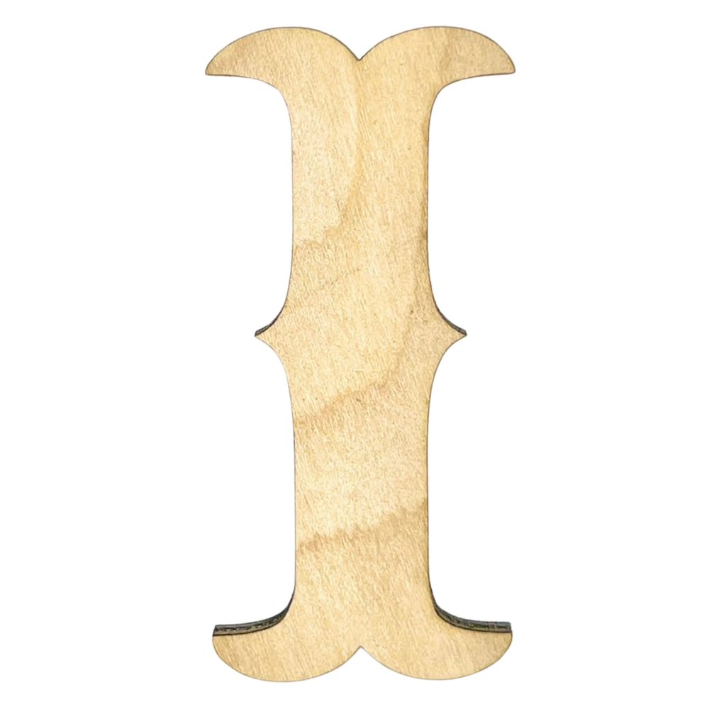 Krafty Supply (Railway) Letters, Unfinished Wooden Letters, Sturdy and Durable, Paintable Birch Craft Alphabet (14in Tall, 1-4in Thick,Letter I)