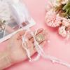 GOMAKERER 1 Roll Beaded Lace Ribbon, Pearl String Satin Polyester Flower Lace Trims Christmas Tree Decoration Ribbon for Sewing Craft Packaging, White view 3