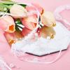 GOMAKERER 1 Roll Beaded Lace Ribbon, Pearl String Satin Polyester Flower Lace Trims Christmas Tree Decoration Ribbon for Sewing Craft Packaging, White view 4