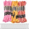 GORGECRAFT 30 Skeins Embroidery Thread Kit 240m Polyester Embroidery Floss 3 Colors 6-Ply Cross Stitch Threads Segment Dyed Gradient Color with 14Pcs Plastic Thread Winding Boards for DIY Art Craft view 1