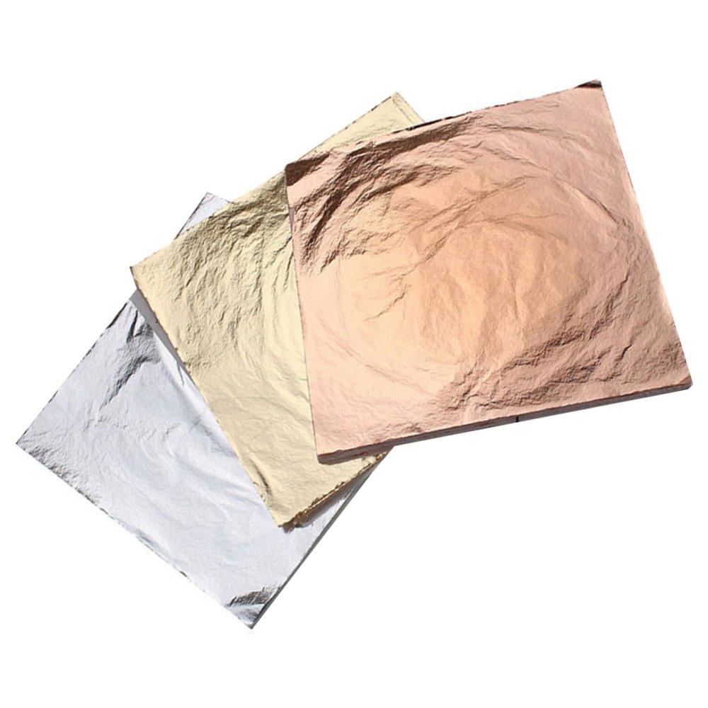 STOBOK Artistic Gold Foil Imitation Leaf 300pcs Pack Square Shape Metal Material Perfect for Craft Gilding Frame Furniture Decor