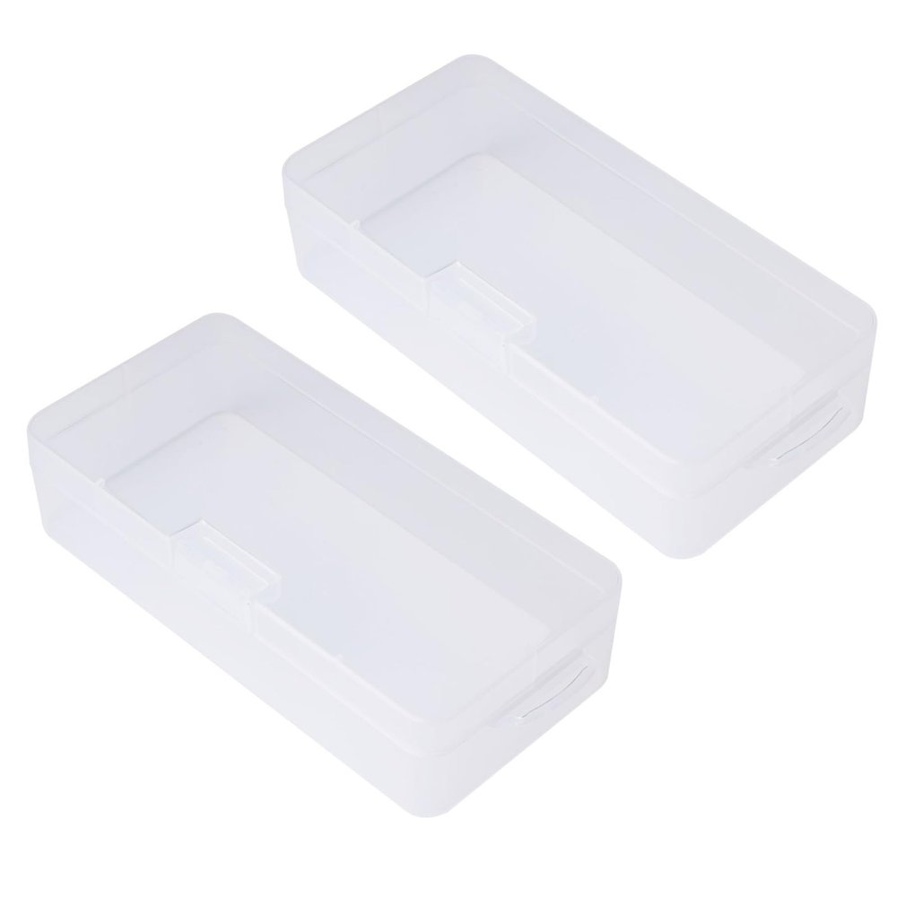 2Pcs Plastic Box Rectangular Empty Clear Plastic Organizer Storage Box Craft Storage Box With Lid For Small Items Clear Plastic Storage Box