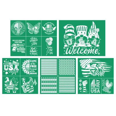 DGAGA 5PCS 4th of July Silk Screen Stencils,Independence Day Silkscreen Printing Stencils for Crafts,Patriotic Adhesive Stencils Reusable for Printing on Wood/Fabric Chalk Paste Art