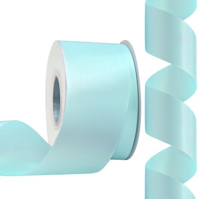 Rilisili Light Blue Satin Ribbon 2 Inch 25 Yards Double Faced Polyester Satin Ribbons for Gift Wrapping DIY Crafts Weddings Invitations Flower Bouquet Bow Making Home Decor Sewing