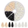 arricraft 80 Pcs Tear Drop Pearl Beads, 2 Sizes Black and White Pearlized Luster Satin Loose Beads Plastic Pearl Beads Water Drop Imitation Pearl Beads for Necklace Bracelet Jewelry Making view 1