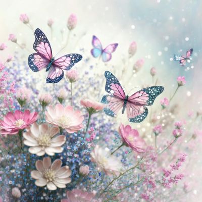 PRASIO Butterfly Diamond Art Kits for Adults Beginners, Flowers Diamond Painting Kits for Adults, DIY 5D Round Full Drill Gem Art Diamond Dots for Adults for Gift Home Decor 12x12 inch