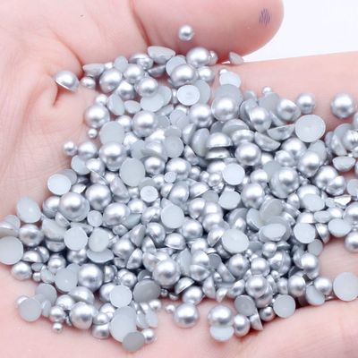 GIOTEL 2mm-12mm Matte Silver Half Round Pearls for Wedding Dress Accessories (Color : 5mm 500pcs)
