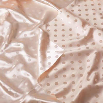 MaiMaiSuan 60 Wide Champagne Polka Dot Satin Jacquard Fabric by The Yard Soft Shiny Silky Satin Fabric for Sewing, DIY Crafts, Costumes,Decoration,Bridal Dress,5 Yards