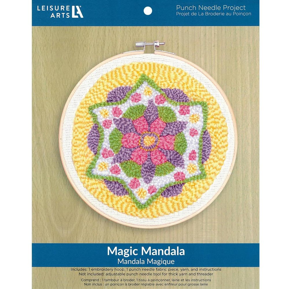 LEISURE ARTS Punch Needle Kit, Magic Mandala, Adults Beginner Embroidery Kit