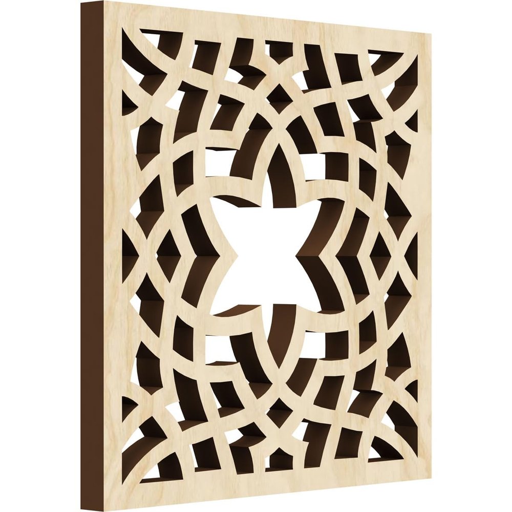 7 3/8"W x 7 3/8"H x 3/8"T Extra Small Paris Decorative Fretwork Wood Wall Panels, Birch