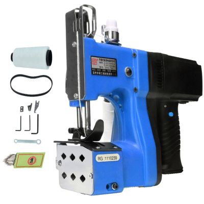 ZIJINGM Portable Bag Closer Sewing Machine For Woven Paper Bags -190w Handheld High Speed Machine With Accessories For Industrial Bag Sealing Sewing Machine Machine Coudre (Color : Blue)