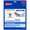 Avery Printable Round Cards, Sure Feed Technology, 2" Diameter, Matte White Cardstock, Print-to-the-Edge, Laser/Inkjet Cards, 600 Total view 1