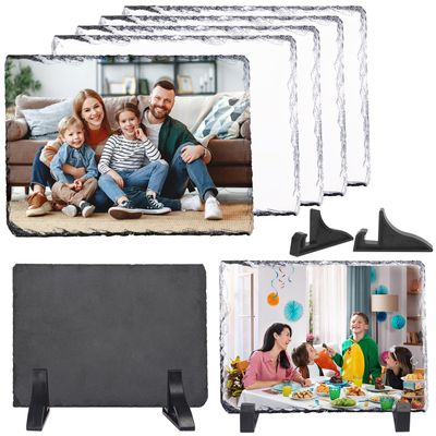 8 Pack Sublimation Slate Blanks, 7.7 x 5.7 Inch Rectangle Blank Slate Picture Frame Heat Transfer Rock Photo Slate, Custom Stone Slate for Unique DIY Gifts and Decorations by KUKLIPJIM