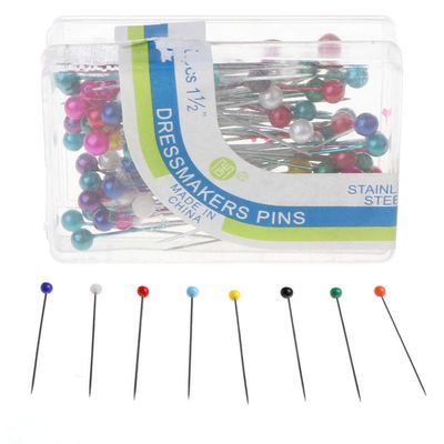 Aurgiarme 100Pcs Dressmaking Sewing Pin Straight Pins Round for Head Color Corsage Head Pins Wedding