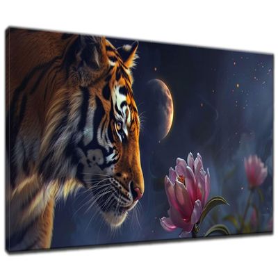 Diamond Painting Kits for Adults, 5D DIY Tiger Diamond Art Kits, Diamond Art Flowers Paint by Numbers Kit for Adult, Full Drill Crystal Gem Art Embroidery Kit for Home Wall Decor and Gifts 16x36in E-4
