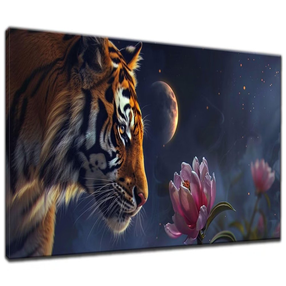 Diamond Painting Kits for Adults, 5D DIY Tiger Diamond Art Kits, Diamond Art Flowers Paint by Numbers Kit for Adult, Full Drill Crystal Gem Art Embroidery Kit for Home Wall Decor and Gifts 16x36in E-4