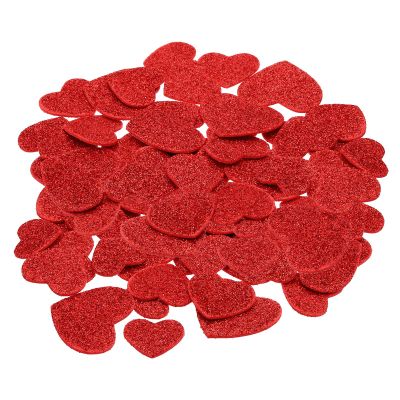 PATIKIL Foam Stickers, 60Pcs EVA Self Adhesive Glitters Foam Shape Sticker Craft Supplies for Scrapbook Card DIY Making Home Decor, Red Heart