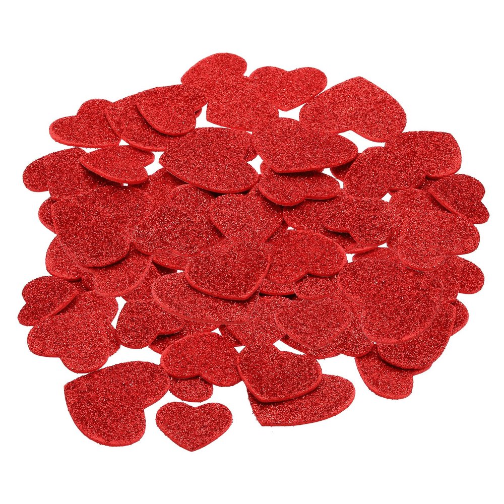 PATIKIL Foam Stickers, 60Pcs EVA Self Adhesive Glitters Foam Shape Sticker Craft Supplies for Scrapbook Card DIY Making Home Decor, Red Heart