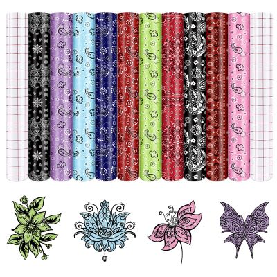 HTVSTD Pasiley Permanent Adhesive Vinyl - 10 Sheets 12"x10" Swirl Patterned Permanent Vinyl Sheets for Mugs Decor