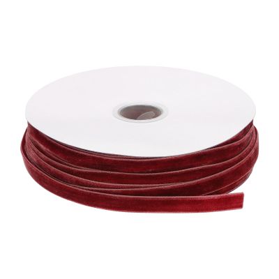 MECCANIXITY Velvet Ribbon 3/8 Inch x 50 Yard Single Face Spool Silky Velvet Fabric for Bouquets DIY Crafts Gift Wrapping Wedding Party Wine Red
