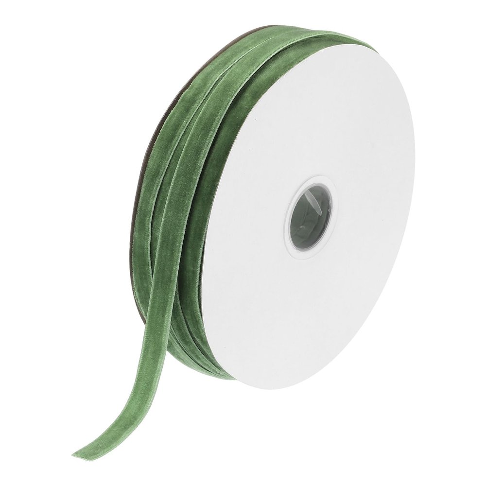MECCANIXITY Velvet Ribbon 3/8 Inch x 50 Yard Single Face Spool Silky Velvet Fabric for Bouquets DIY Crafts Gift Wrapping Wedding Party Mint Green