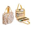 Portable Square Cross Stitch Starter Kits Bag Embroidery Project Bag Embroidery Tool Storage Tote Bag with Multifunctional Pockets, Bag Only (Bird Pattern) view 1