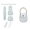 YJIUYUANQ DIY Mini Leather Handbag Pendant Making Kit, Leather Craft Sewing Bag Material Leather Bag Making Sets Mini Sewing Making All Accessories(Semi-Finished)- Fog Green view 1