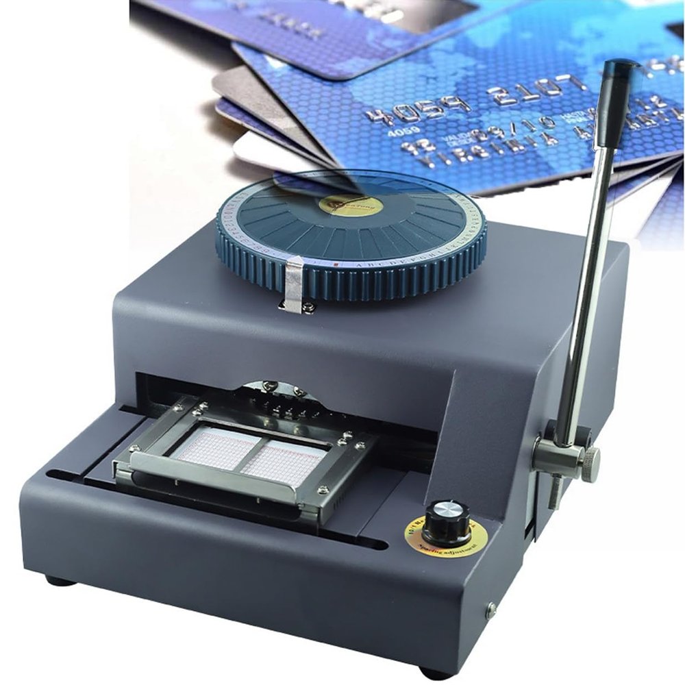 CYMYYDS Manual Embosser Machine Credit Card Embossing Machine with 68 Alloy Characters and Chrysanthemum Character Turntable, Suitable for Personalized Production Various Cards
