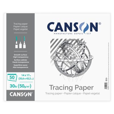 Canson Artist Series Tracing Pad Tape Binding, 50 Sheet, Art Supplies for Students & Professionals 14x17 inch