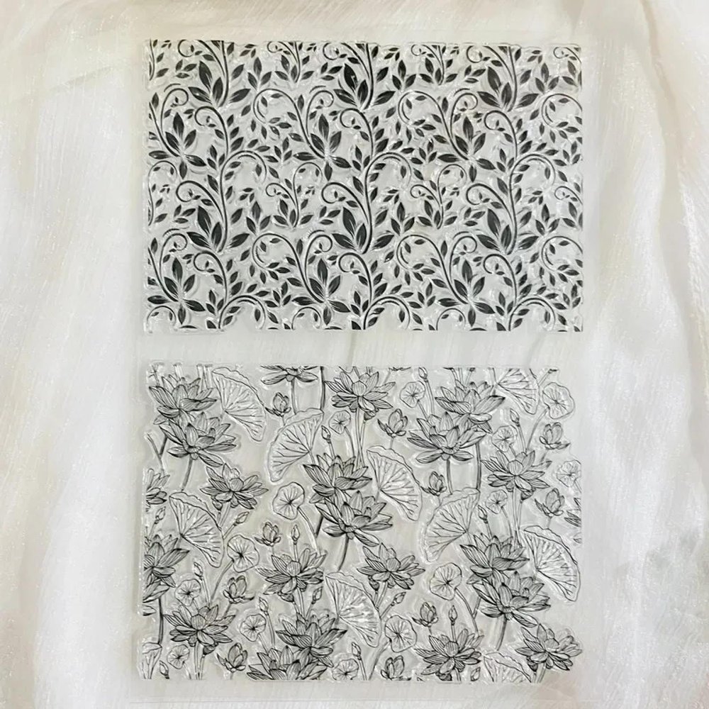 Stamps for Crafting,Card Making Supplies,14.5x21cm Flower Leaves Background Clear Stamp Transparent Silicone Stamp Seal Sheet for Scrapbooking Photo Album Decoration