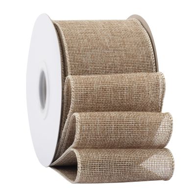 Ribbonitlux Natural Burlap Wired Ribbon, 3 inch x 20 Yards, Wired Edge Burlap Ribbon for Gift Wrapping, Big Bow, Wreath, and Christmas Tree Decoration
