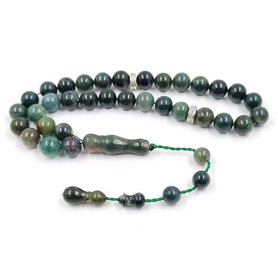 ALBASHAN Muslim gifts Tasbih beads Natural Watercress Agate bracelet arabic accessories 33 45 51 99 100 beads (12mm x 33beads)