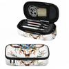 Xuwenz Cow Skull Pencil Holder Bag Bull Head Flowers Feathers Boho Style Pencil Case College Office School for Teens Boy Girl view 1