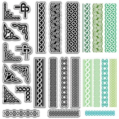 CRASPIRE Celtic Knot Trinity Knot Clear Rubber Stamps Reusable Frame Transparent Silicone Stamp Seal Vintage for Easter St.Patrick Christmas Journaling Card Making Crafting Decor DIY Scrapbooking