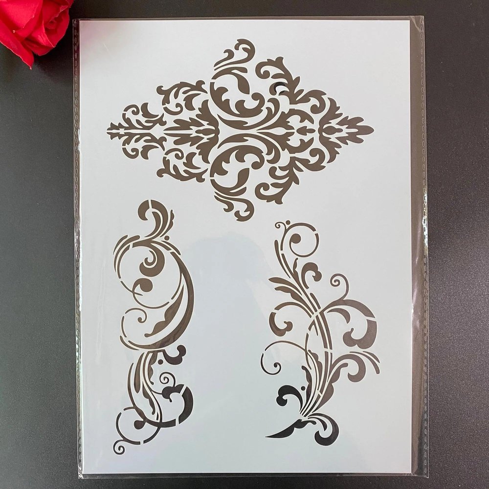 MANGOUSONG Stencil for Painting,A4 29x21cm Mandala Lines Reusable Art Craft Stencils for Wood,Wall,Fabric,Rock,Chalkboard,Signage,Art Projects for Card Making
