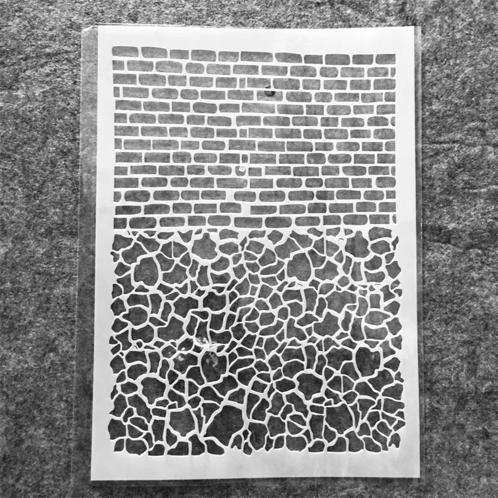 Stencil for Painting,A4 Brick Irregular Pattern Reusable Art Craft Stencils for Wood,Wall,Fabric,Rock,Chalkboard,Signage,Art Projects for Card Making