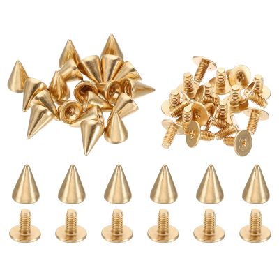 PATIKIL 10mm Studs for Clothing, 20 Sets Studs and Spikes Leather Rivets Cone Spikes Metal Screw Studs for Clothing Leather Crafts Fabric Shoes Punk Bag Leathercraft, 7x10mm, Gold Tone