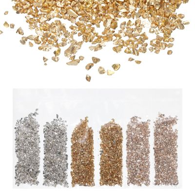 uxcell Crushed Glass High Luster Chips 1-3mm 29g Irregular Glass Metallic Crystal Chips for Resin Arts Craft DIY Vase Filler Jewelry Making Decoration, 3 Colors, Gold Silver Color Series