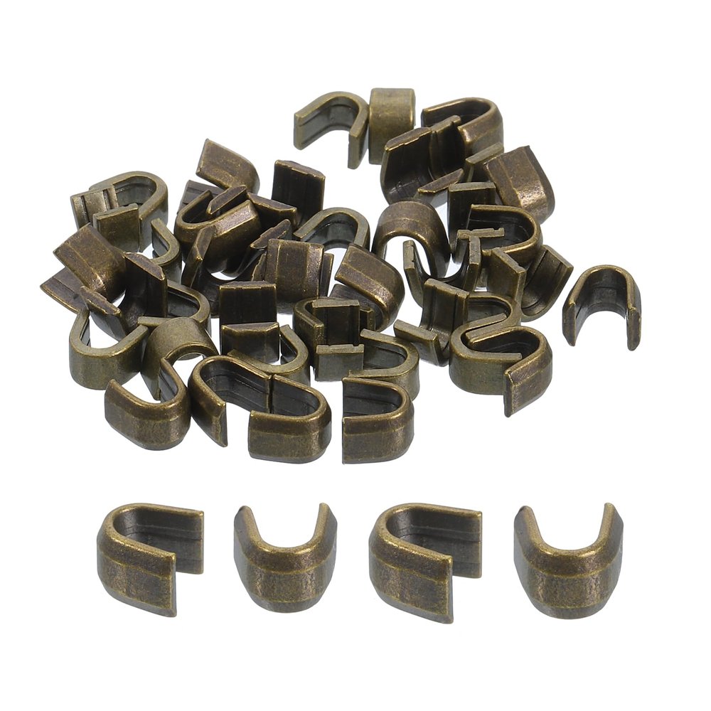 uxcell 40Pcs Zipper Slider Retainers - #8#10 U Shape Top Stoppers for Bags Coats Jackets Closed-end Zippers Replacing, Bronze Tone(Each Size 20Pcs)