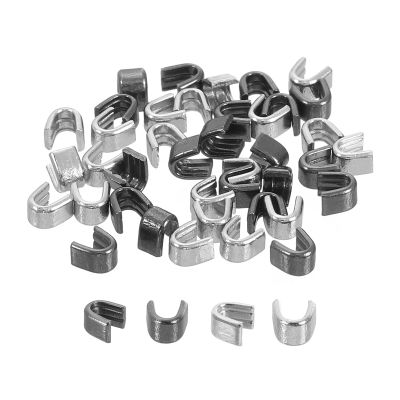 uxcell 40Pcs Zipper Slider Retainers - #3 U Shape Top Stoppers for Bags Coats Jackets Closed-end Zippers Replacing, Metallic Black & Silver Tone