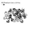 uxcell 40Pcs Zipper Slider Retainers - #3 U Shape Top Stoppers for Bags Coats Jackets Closed-end Zippers Replacing, Metallic Black & Silver Tone view 3
