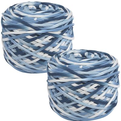 SIMEIQI 2 PCS 800g T-Shirt Yarn Elastic Fabric Crochet for DIY Knitting, 130 Yards Spaghetti Thick Knitting Yarn for Hand DIY Bag Basket Cushion Crocheting Projects,Home Decor(Ocean)