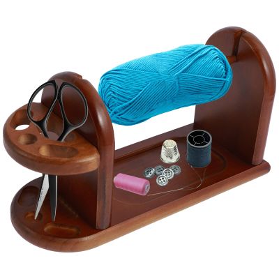 Wooden Crochet Yarn Holder, Horizontal Wood Yarn Ball Holder, Revolving Yarn Spinner, Stable Yarn Ball Dispenser for Knitting, Yarn Organizer Rack for Knitting Lovers Gift, Knitting & Crochet Supplies