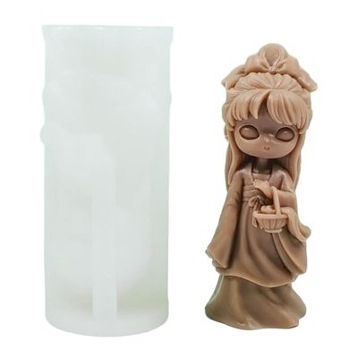 KASFDBMO 3D Girl Dolls Silicone Candle Mold Handmade Soap Gypsum Molds Desktop Ornaments Resin Plaster Making Tool Home Decoration