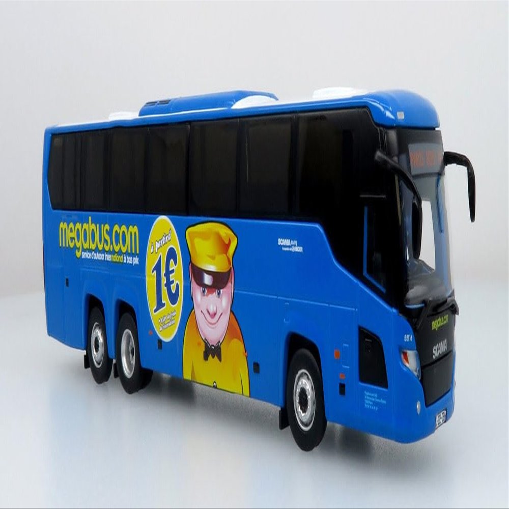 Scanica Coach Bus Mega Bus-France 1/87 Scale-HO Scale Dimensions 5"" Long New in The Box Well Detailed Both Inside and Out Iconic Replicas, Various